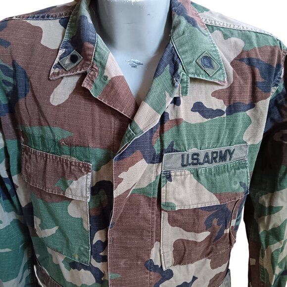 Men's Jacket Combat Medium Vintage U.S. Army Woodland Camouflage Ripstop 1980s - Picture 2 of 6